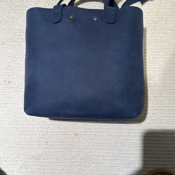 Portland Leather Mini Crossbody Tote Bag- Deep Water - Picture 3 of 7